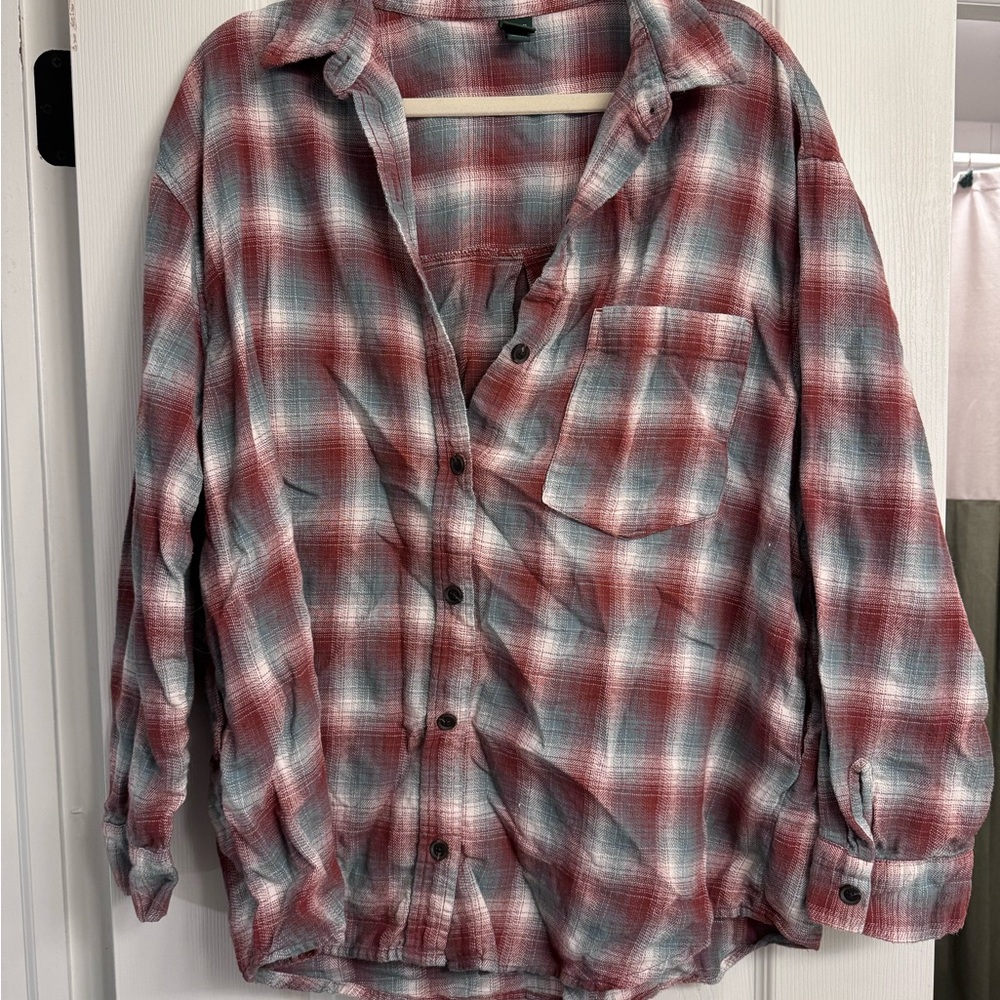 Wild Fable - Women’s Red and Gray Plaid Shirt